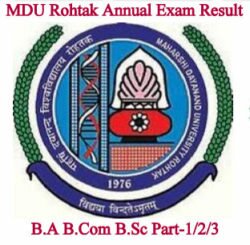 MDU Rohtak Annual Exam Results 2019 BA B.SC B.Com Part-1 2 3