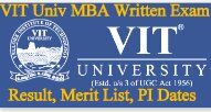 VIT University MBA Entrance Result 2019 Merit List Download, PI Dates